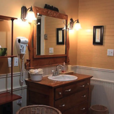 This is a picture of the vanity in the Gammell Suite's private bath.